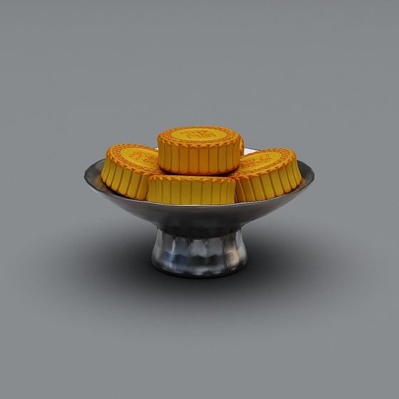 Mid-Autumn Festival 3D Model: Elegant Mooncake Design