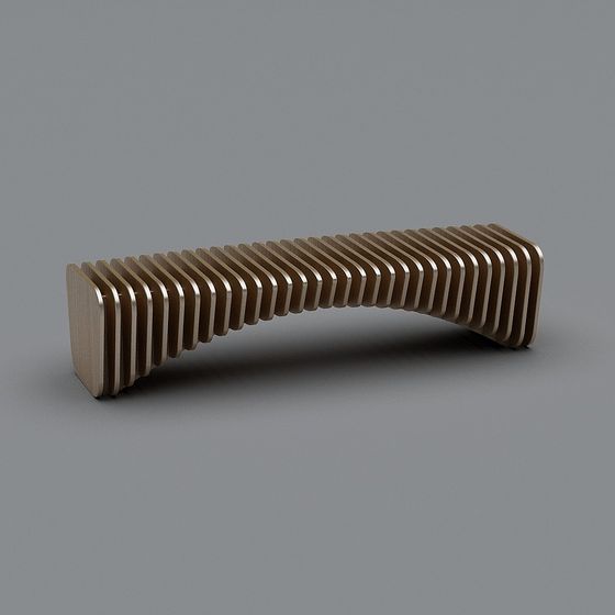 Elegant Low-Poly Curved Bench 3D model