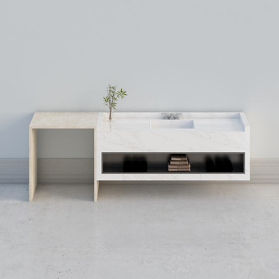 Elegant Low-Polygon Bathroom Vanity 3D model