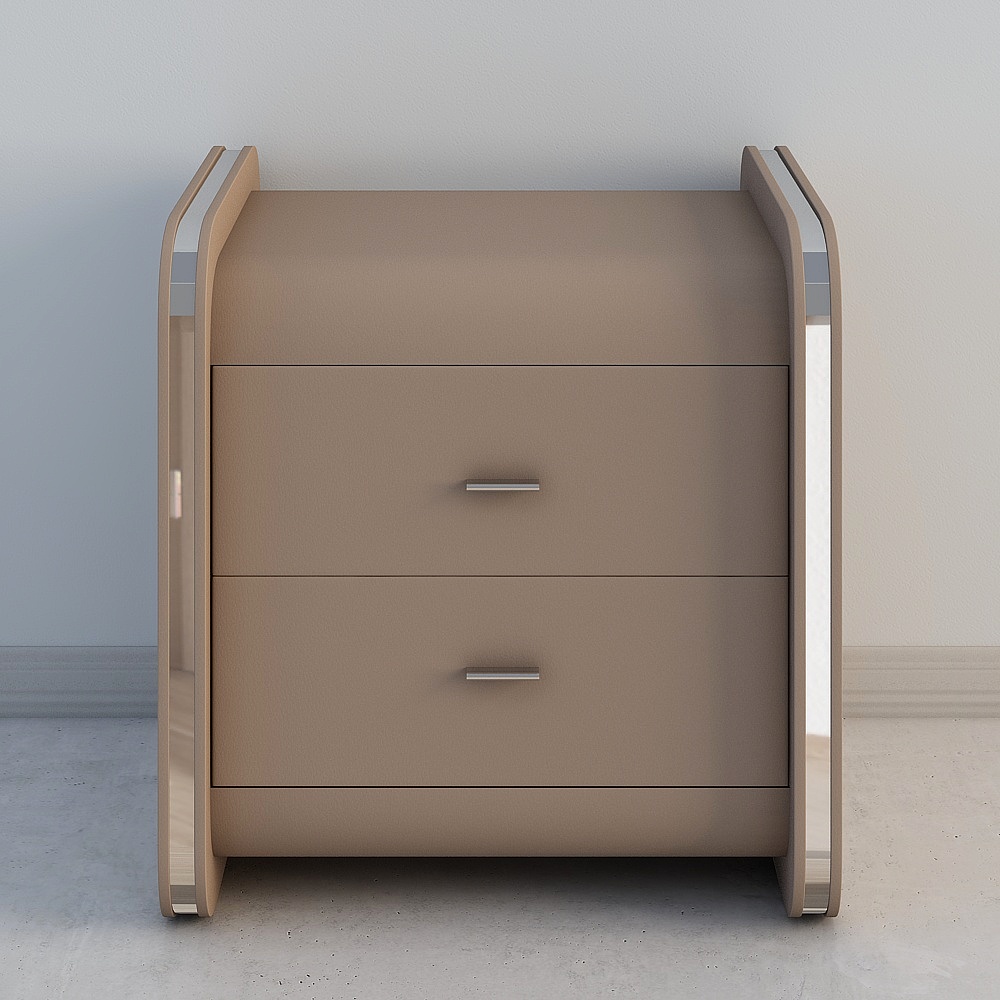 XM-Item Double Draw SilverSide Bedside Table (Curry)