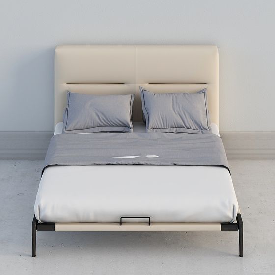 Elegant Low-Polygon 3D Bed Frame Model
