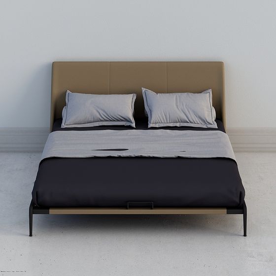 Stylish Low-Polygon 3D Bed Frame Model