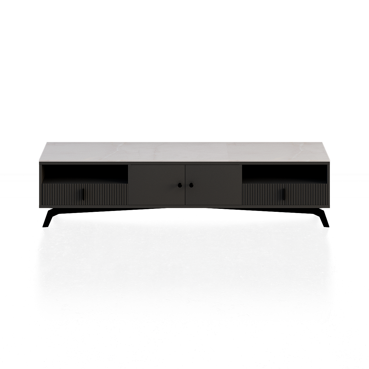 Modern Minimalist TV Cabinet 3D Model – Marble & Metal
