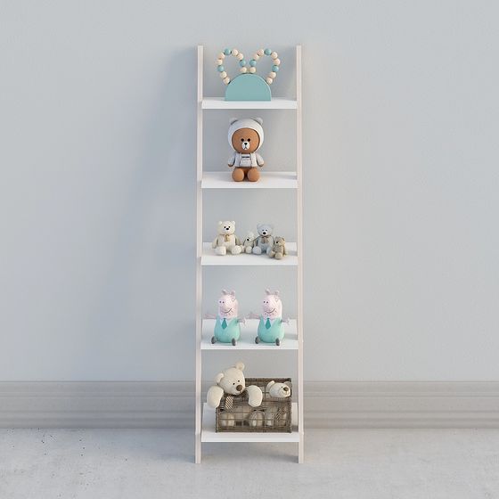 Charming Ladder Shelf 3D model for Kids' Rooms