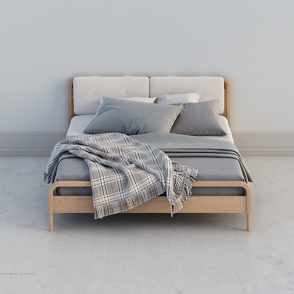 Modern Low-Polygon Bed Frame 3D model