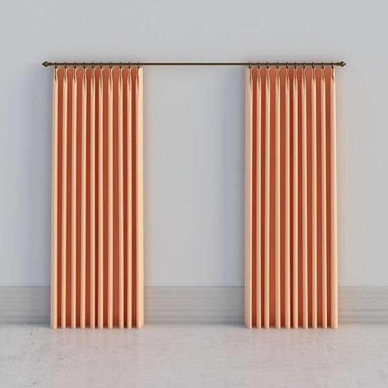 Stylish Pleated Curtain Set 3D model for Interior Spaces