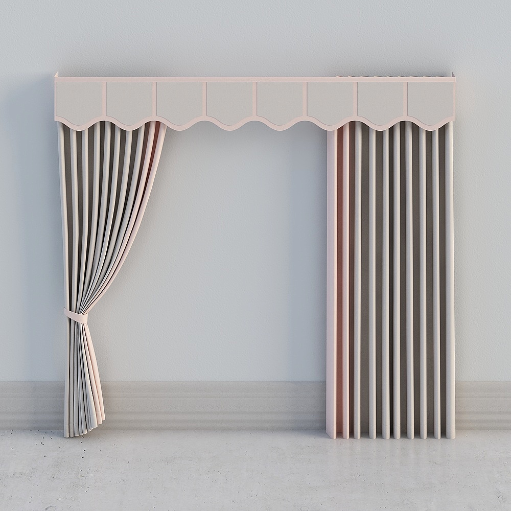 Low-Poly Retro-Modern Curtain 3D model