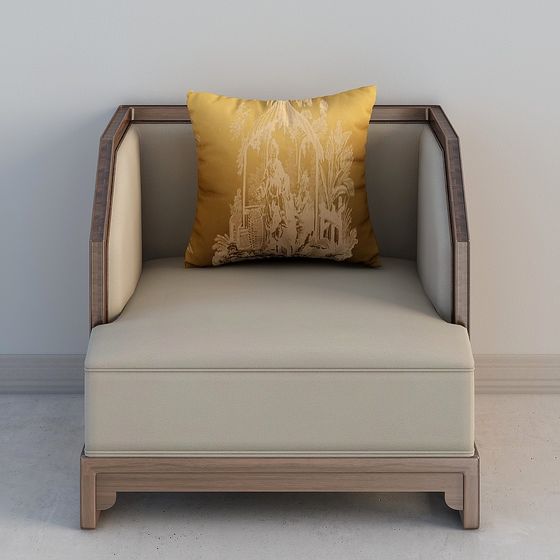 Elegant Low-Polygon Sofa Chair 3D model