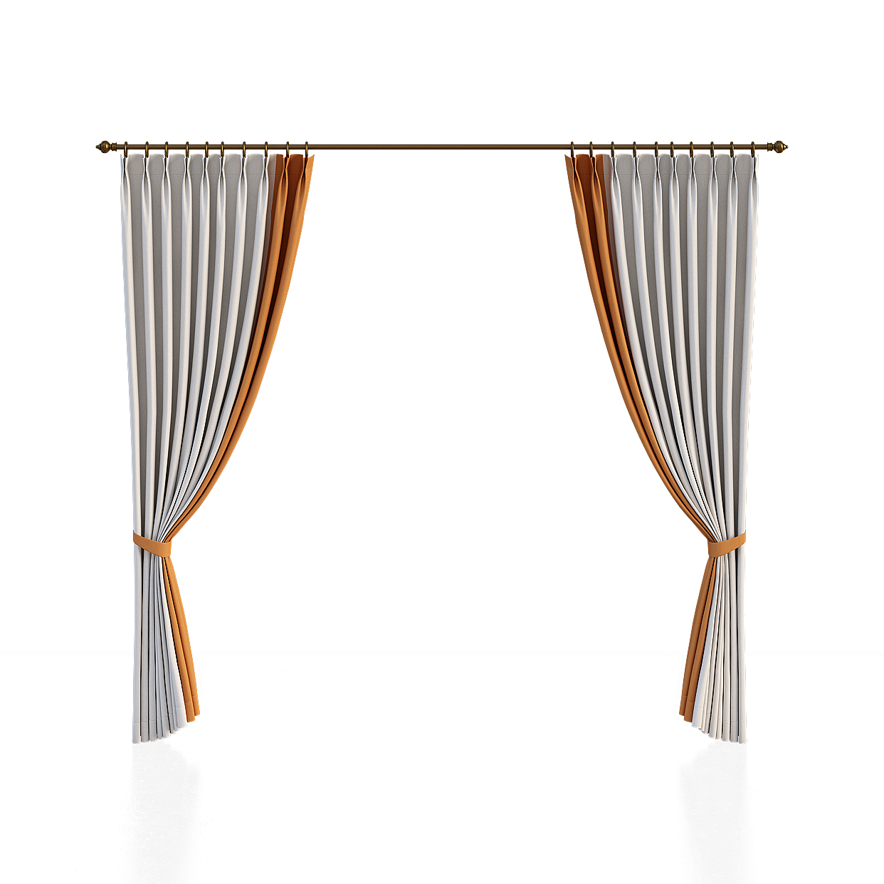 Modern Artistic Curtain 3D Model – Striped Fabric Design