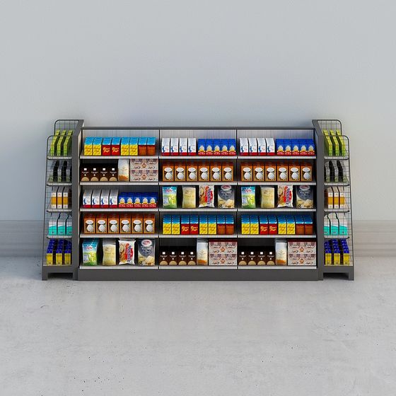 Realistic Low-Poly Supermarket Shelf 3D model