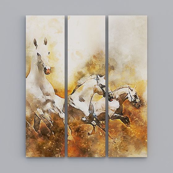 Galloping Horses 3D Model for Interior Design & Gaming