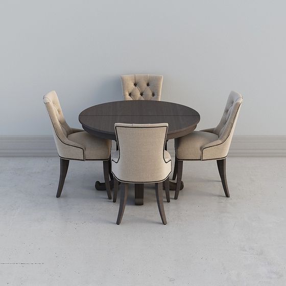 Stylish Round Table and Chair Set 3D model