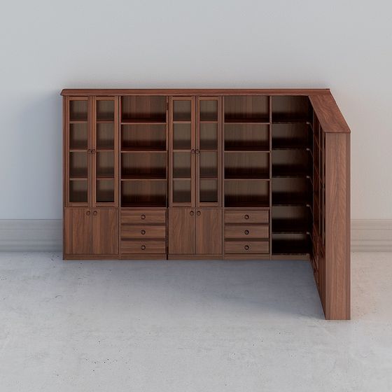 Elegant Low-Poly Wooden Bookshelf 3D model