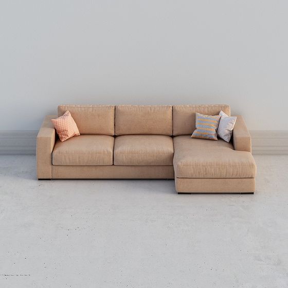 Stylish Low-Polygon Sofa 3D Model