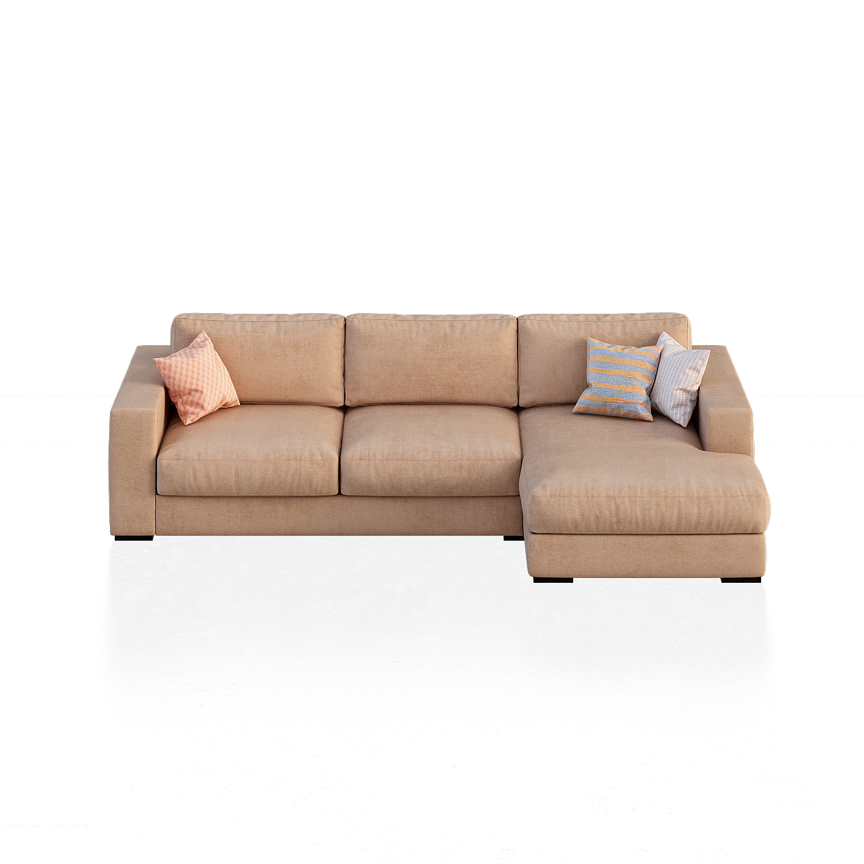 Stylish Low-Polygon Sofa 3D Model – Contemporary Fabric Design