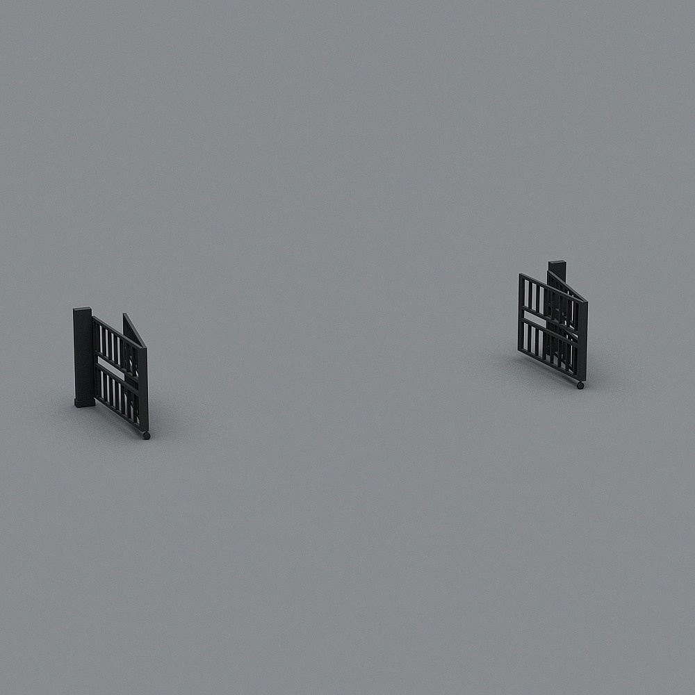 High Detail Black Metal Railing 3D Model
