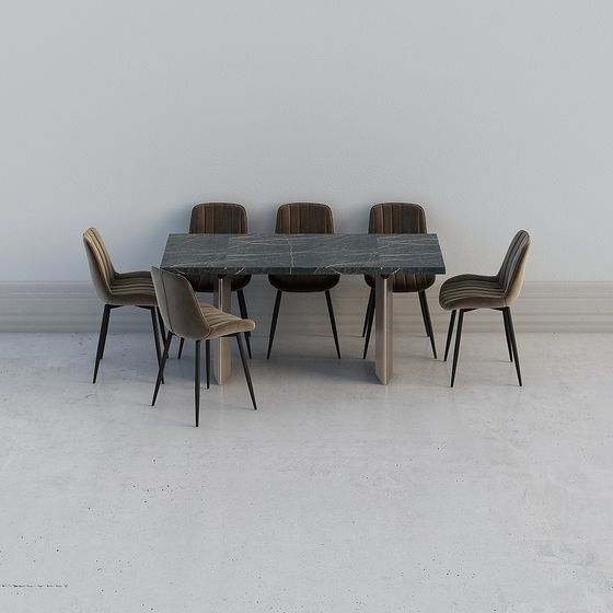 Urban Dining Table and Chair Set 3D model