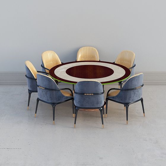 Urban Elegance Dining Table and Chairs 3D model