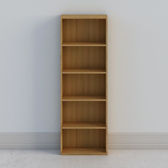 Minimalist Wooden Bookshelf 3D Model