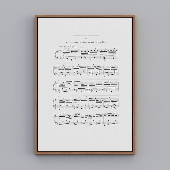 Classical Sheet Music Wall Art 3D model for Creatives