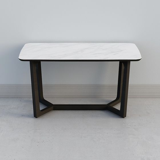 Sleek Black Dining Table 3D Model – Modern Matte Finish