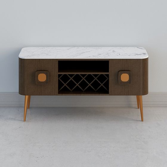 Elegant Marble Bar Cabinet 3D model
