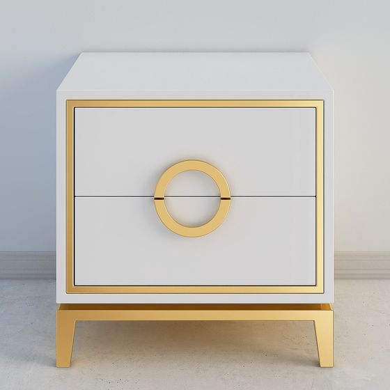 Golden Elegance Nightstand 3D model for Modern Interiors