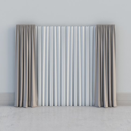 Elegant Gray Curtain 3D Model Design