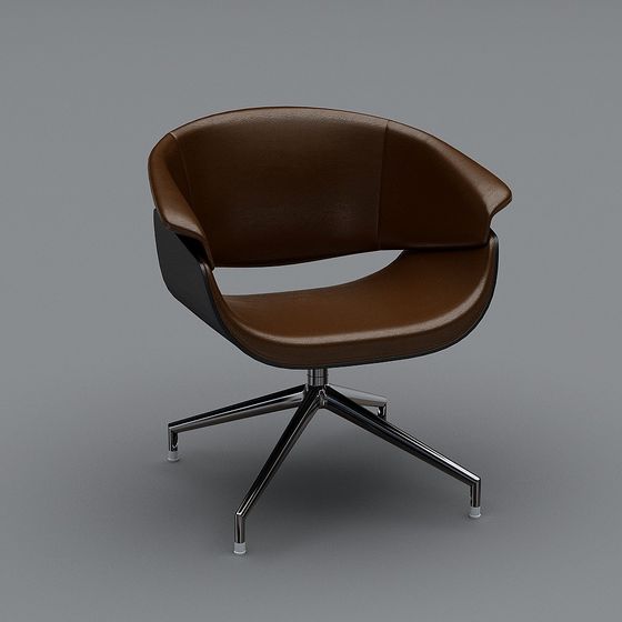 Brown Rustic Office Chair 3D Model