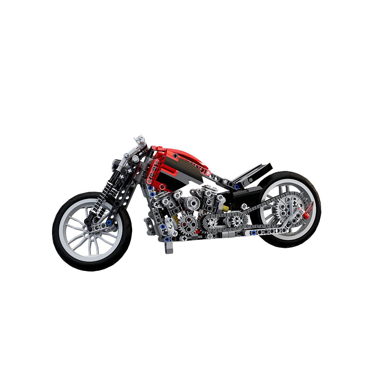 Stylish Low-Poly Motorcycle 3D Model – Red & Black Design