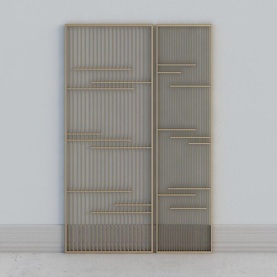 Geometric Grid Screen 3D model for Modern Interiors