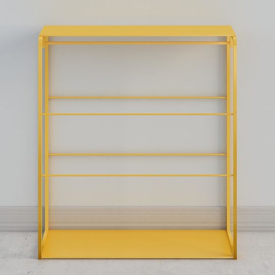 Stunning Yellow Low-Poly Bookshelf 3D model for Creative Use
