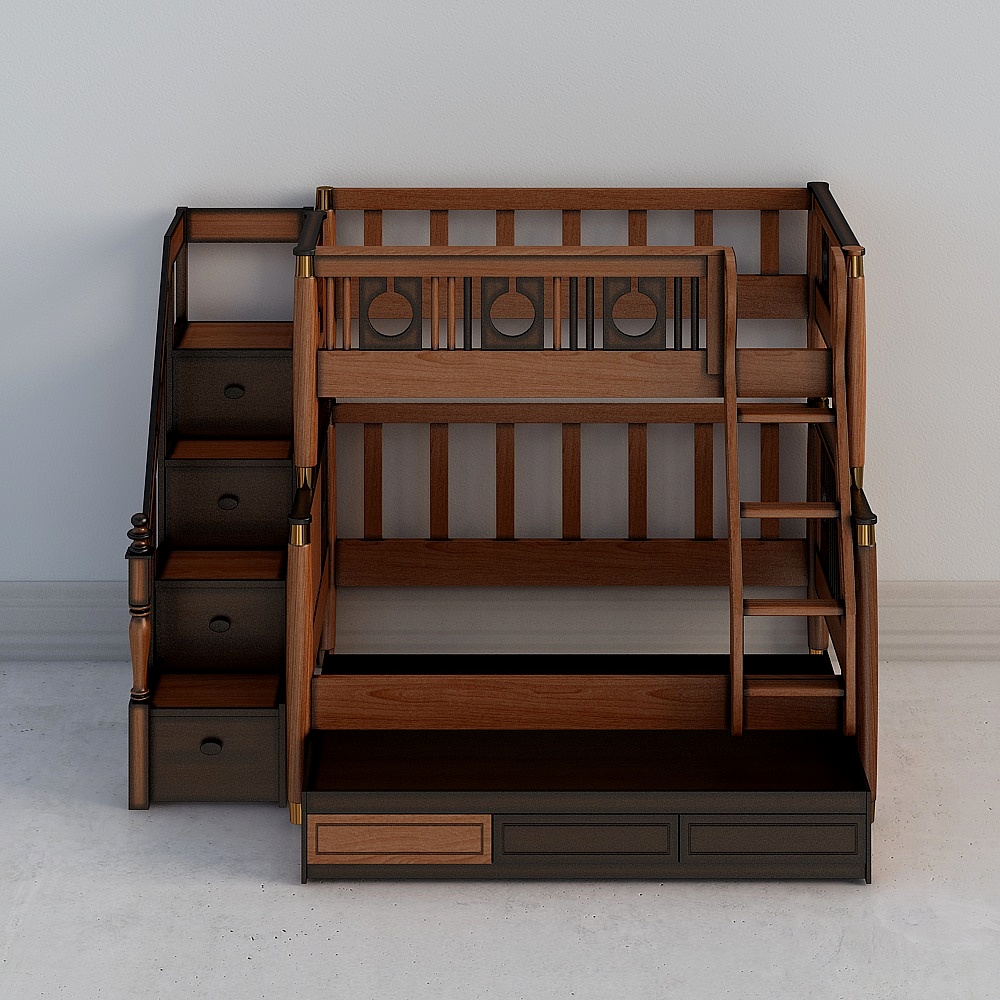 Vintage Loft Bed 3D model