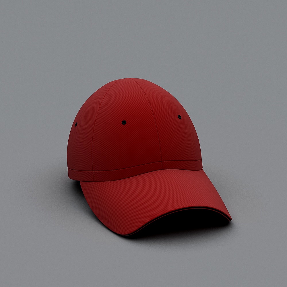 Vibrant Red Baseball Cap 3D Model