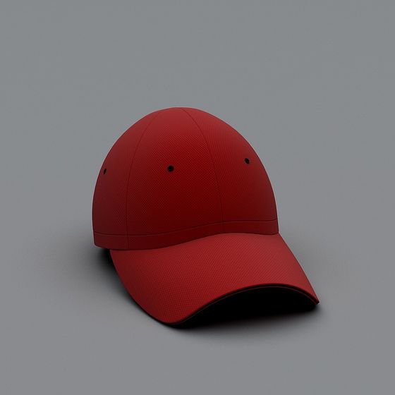 Vibrant Red Baseball Cap 3D Model
