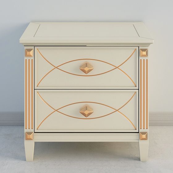 Elegant Art Deco Nightstand 3D model
