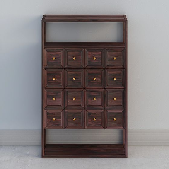 Elegant Geometric Wooden Cabinet 3D model