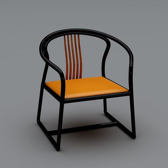 Stylish Black and Orange Chair 3D model