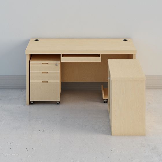 Earth-Colored Computer Table 3D Model for Functional Workspaces