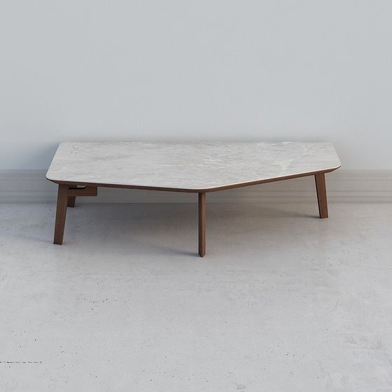 Streamlined Marble Coffee Table 3D model