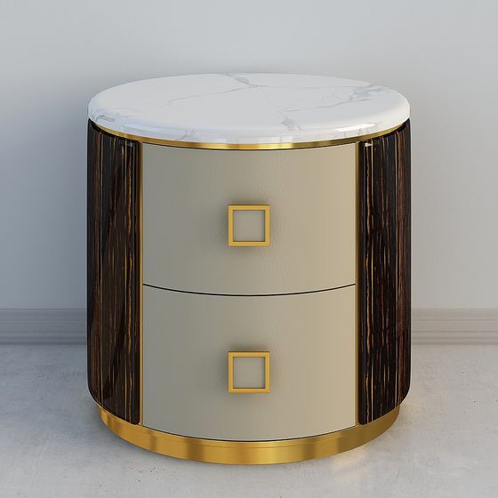 Elegant Cylindrical Marble Side Table 3D model