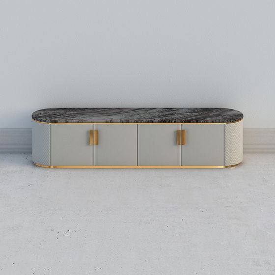 Elegant Low-Poly TV Cabinet 3D model