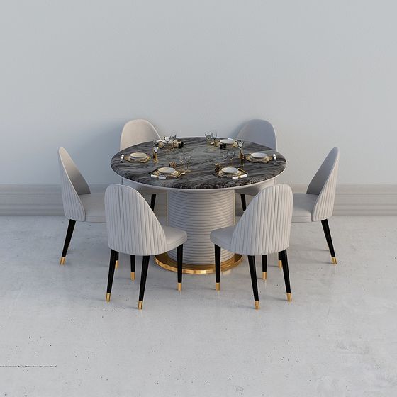 Stylish Dining Table and Chair Set 3D model