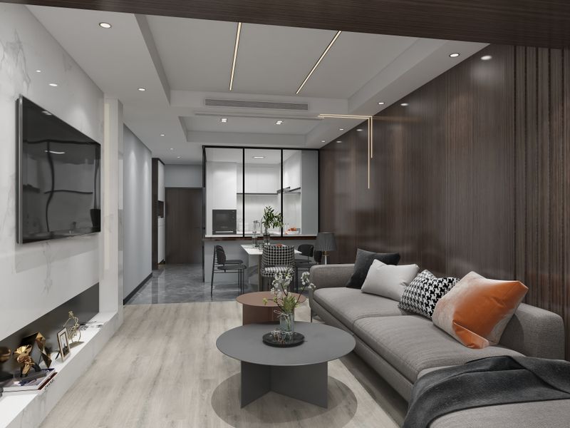 Contemporary Living Room with Black & Gray Tones