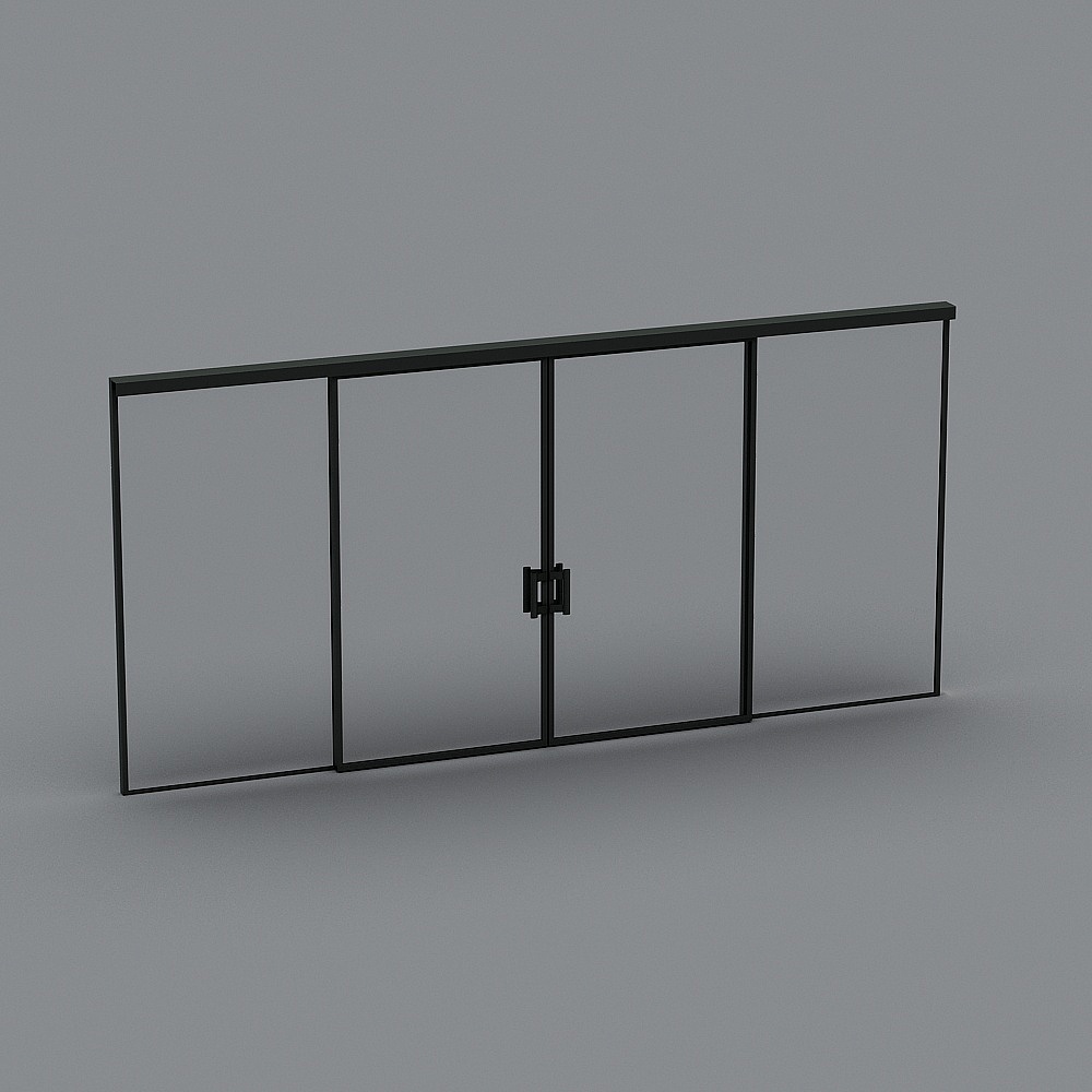 Industrial Glass Door 3D model for Modern Spaces