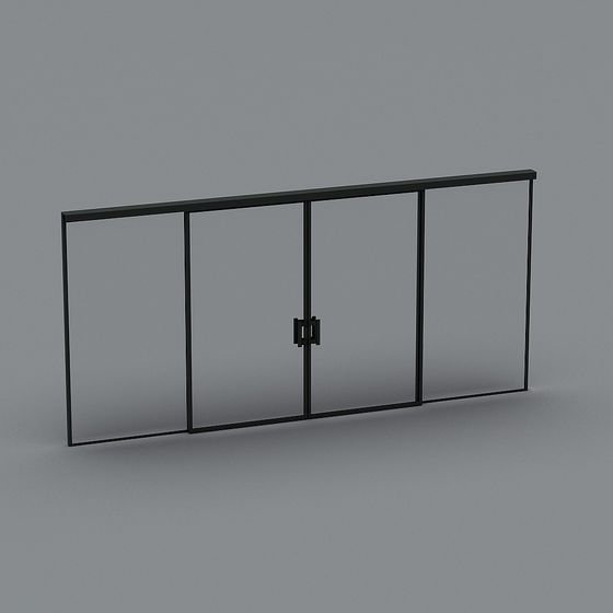 Industrial Glass Door 3D model for Modern Spaces