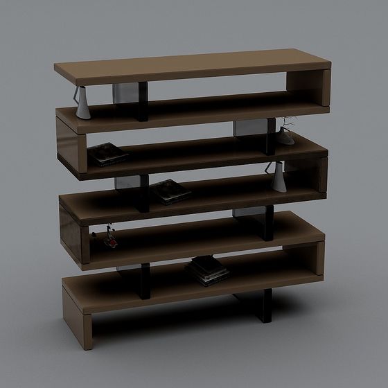 Elegant Low Polygon Bookshelf 3D model