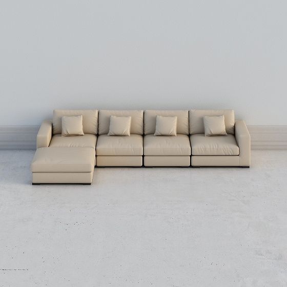 Modern Low-Polygon 3D Sofa Model