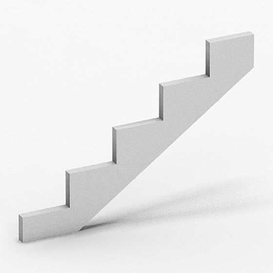 Single Running Step Beam Left 3D Model in Gray