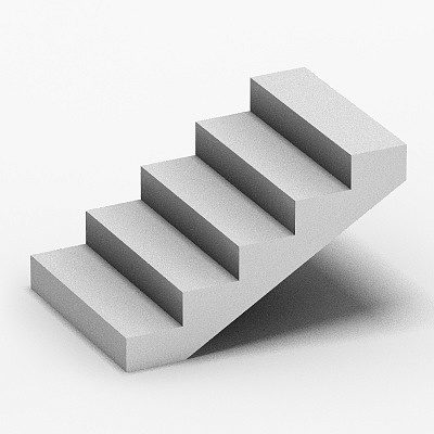 Earth Color Monolithic Lower Staircase 3D Model